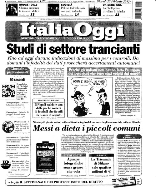 Italia oggi : quotidiano di economia finanza e politica